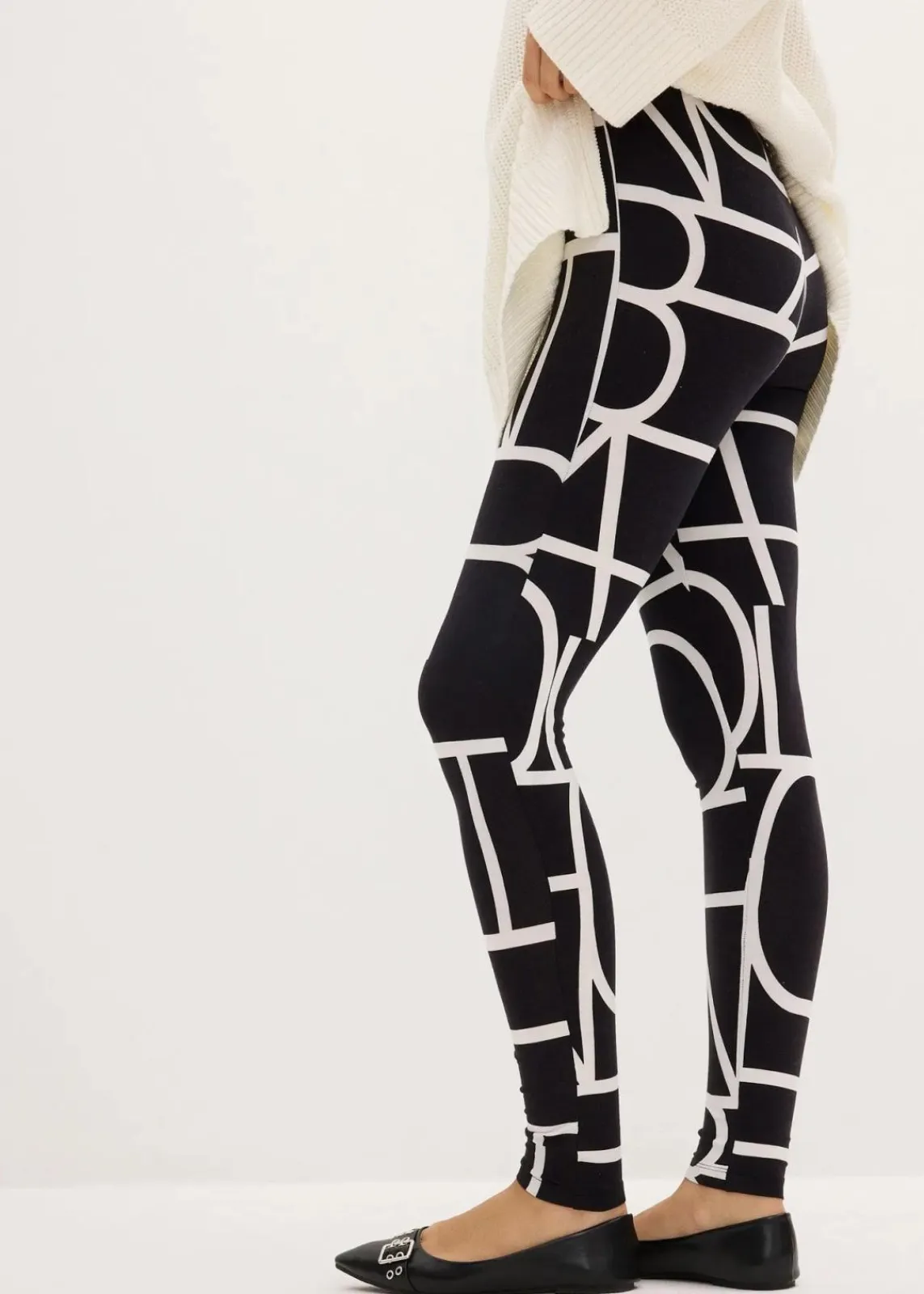 bonprix Bekleidung·Kleider|Hosen^Leggings mit Druck schwarz/weiß bedruckt