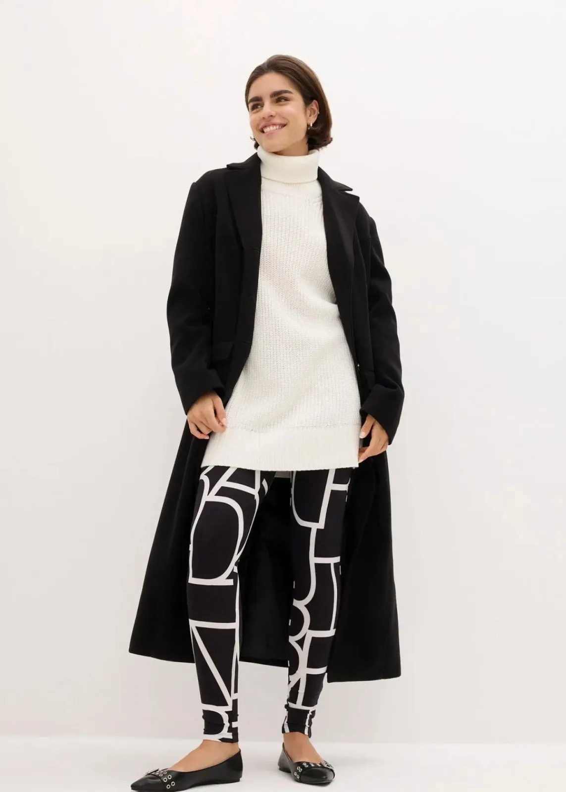 bonprix Bekleidung·Kleider|Hosen^Leggings mit Druck schwarz/weiß bedruckt
