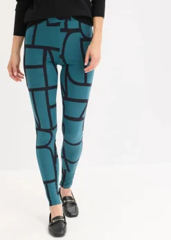 bonprix Hosen|Bekleidung·Kleider^Leggings mit Druck pfeffergrün/schwarz bedruckt