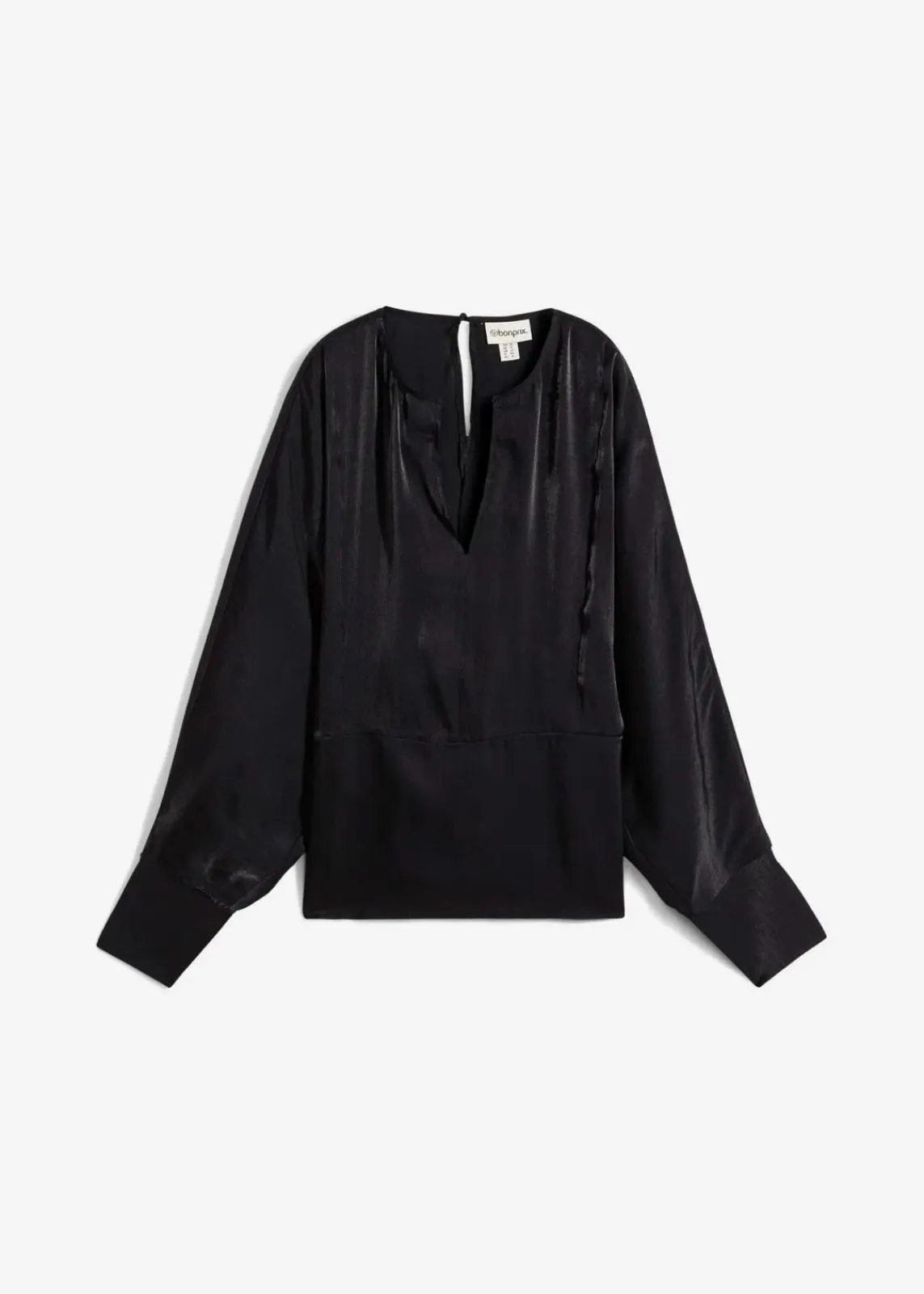 bonprix Bekleidung·Jacken & Mäntel|Blusen & Tuniken^Leicht glänzendes Blusenshirt aus Viskose-Mix schwarz