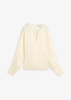 bonprix Blusen & Tuniken|Bekleidung·Jacken & Mäntel^Leicht glänzendes Blusenshirt aus Viskose-Mix wollweiß