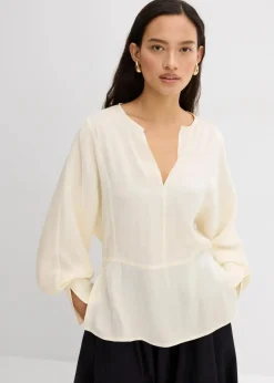 bonprix Blusen & Tuniken|Bekleidung·Jacken & Mäntel^Leicht glänzendes Blusenshirt aus Viskose-Mix wollweiß