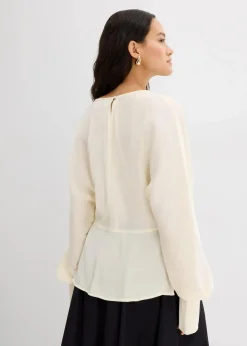 bonprix Blusen & Tuniken|Bekleidung·Jacken & Mäntel^Leicht glänzendes Blusenshirt aus Viskose-Mix wollweiß