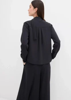 bonprix Bekleidung·Jacken & Mäntel|Blusen & Tuniken^Leicht glänzendes Blusenshirt schwarz