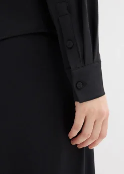 bonprix Bekleidung·Jacken & Mäntel|Blusen & Tuniken^Leicht glänzendes Blusenshirt schwarz