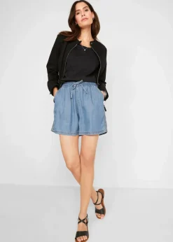 bonprix Bekleidung·Outdoorbekleidung|Shorts^Leichte Denim Shorts mit Leinen hellblau denim