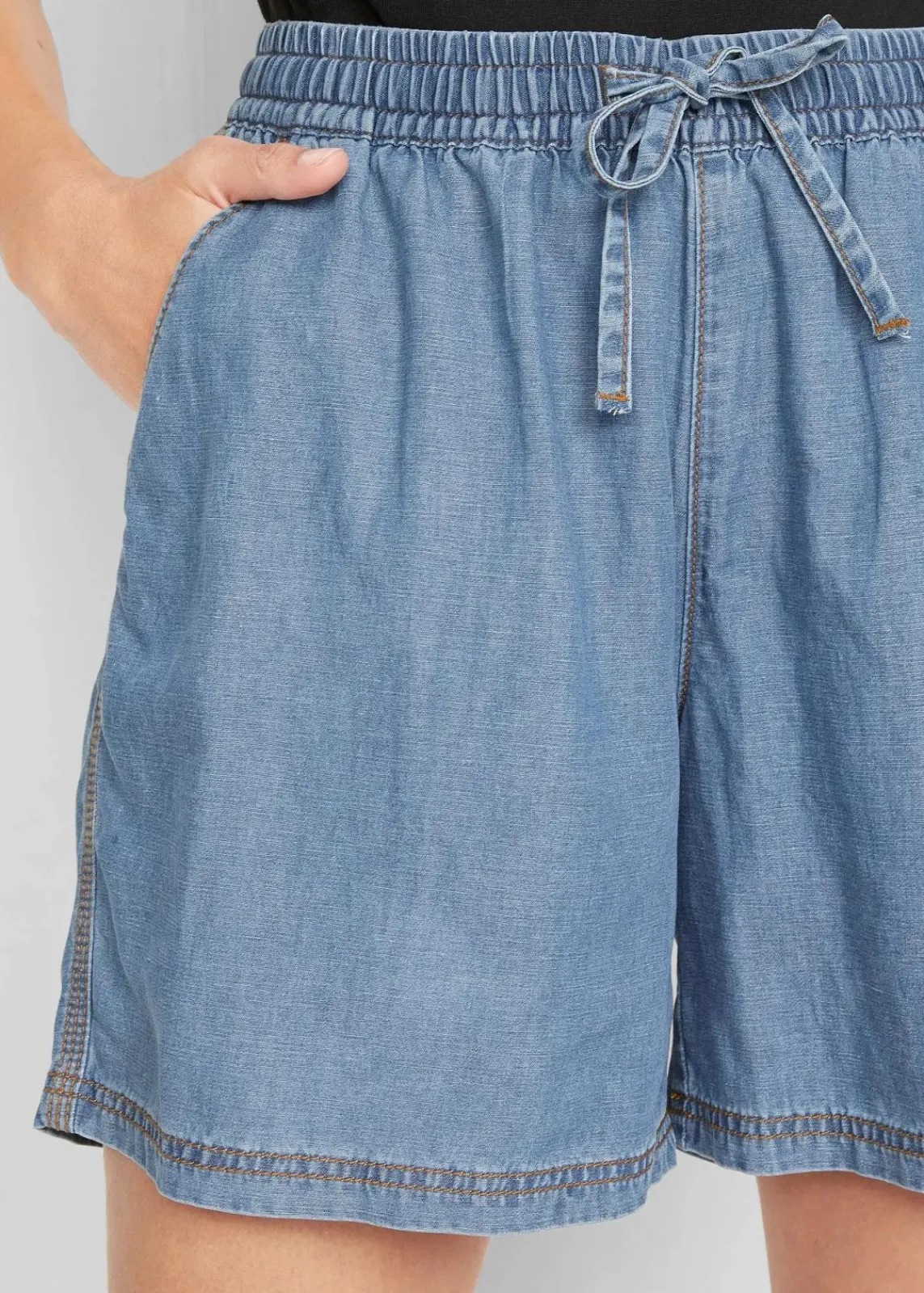 bonprix Bekleidung·Outdoorbekleidung|Shorts^Leichte Denim Shorts mit Leinen hellblau denim