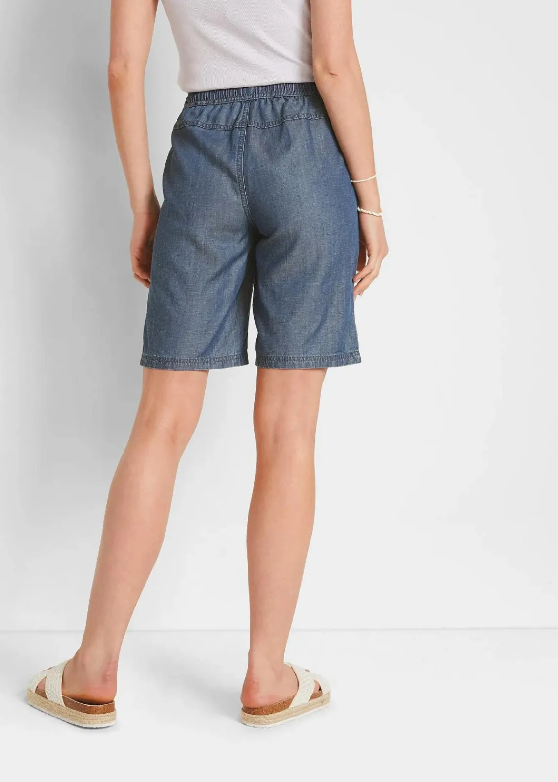 bonprix Bekleidung·Outdoorbekleidung|Shorts^Leichte Denim-Hose mit Leinen blau denim