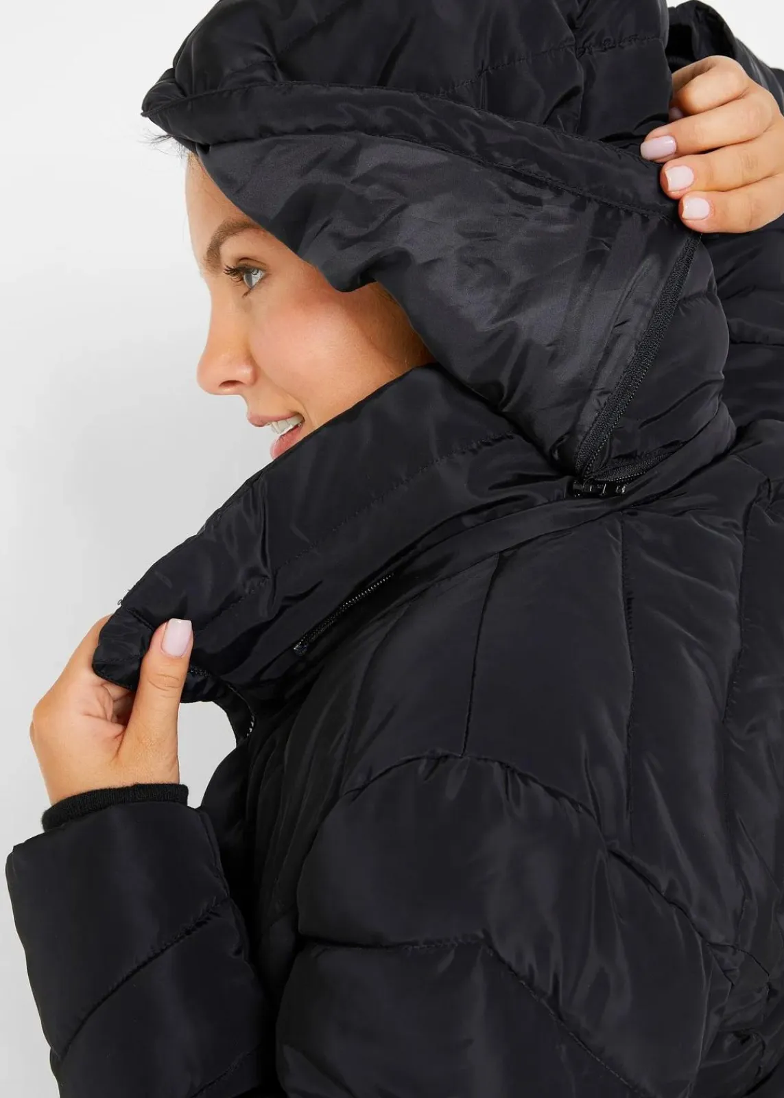 bonprix Bekleidung·Hosen|Jacken & Mäntel^Leichte Steppjacke mit abnehmbarer Kapuze schwarz
