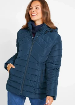 bonprix Jacken & Mäntel|Bekleidung·Hosen^Leichte Steppjacke mit abnehmbarer Kapuze dunkelblau