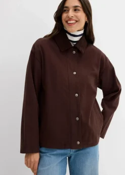 bonprix Bekleidung·Hosen|Jacken & Mäntel^leichte Twill-Jacke mit Cordkragen dunkelbraun