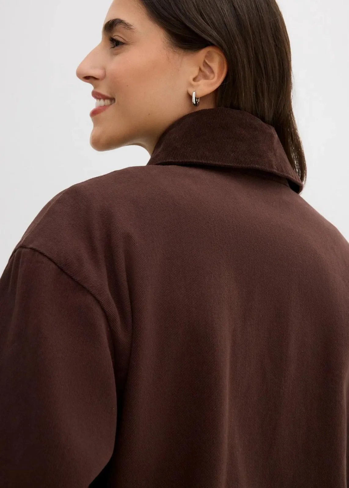 bonprix Bekleidung·Hosen|Jacken & Mäntel^leichte Twill-Jacke mit Cordkragen dunkelbraun