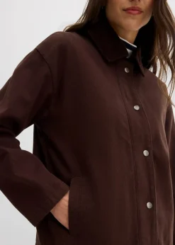 bonprix Bekleidung·Hosen|Jacken & Mäntel^leichte Twill-Jacke mit Cordkragen dunkelbraun