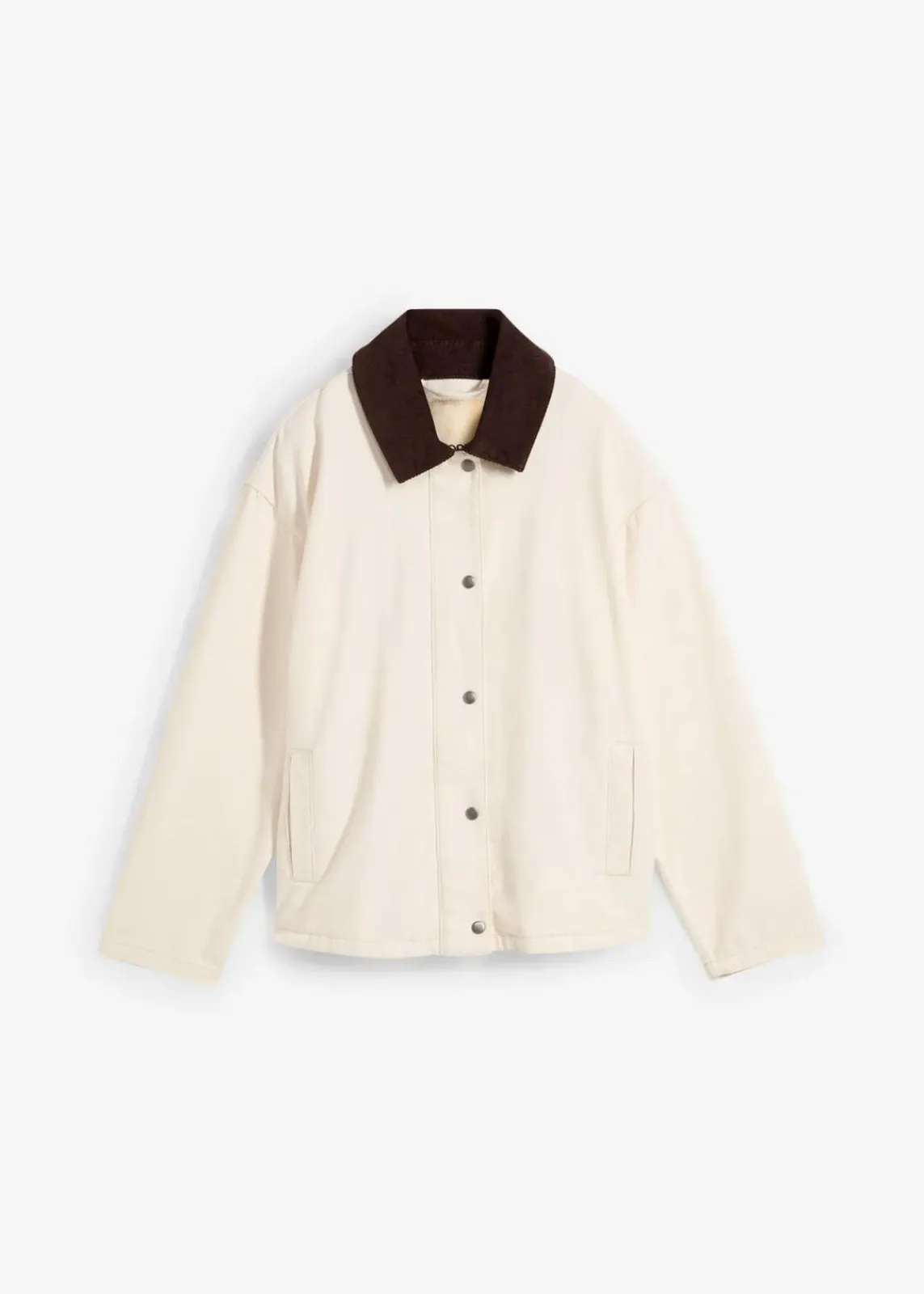 bonprix Jacken & Mäntel|Bekleidung·Hosen^leichte Twill-Jacke mit Cordkragen naturbeige