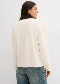 bonprix Jacken & Mäntel|Bekleidung·Hosen^leichte Twill-Jacke mit Cordkragen naturbeige