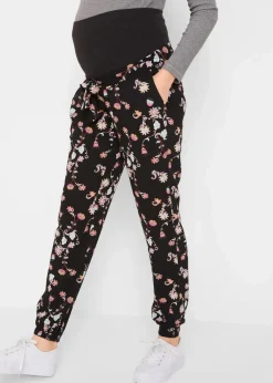 bonprix Umstandsmode^Leichte Umstandshose aus Viskose, Loose Fit schwarz bedruckt