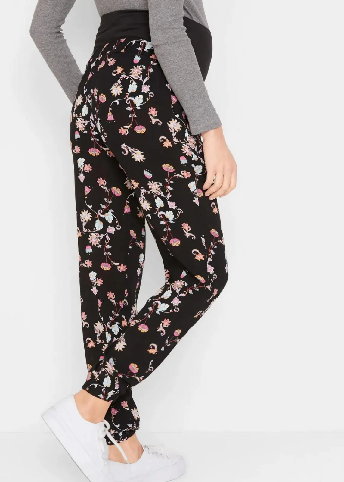 bonprix Umstandsmode^Leichte Umstandshose aus Viskose, Loose Fit schwarz bedruckt