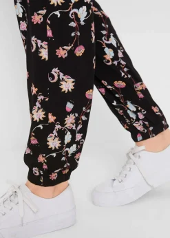bonprix Umstandsmode^Leichte Umstandshose aus Viskose, Loose Fit schwarz bedruckt