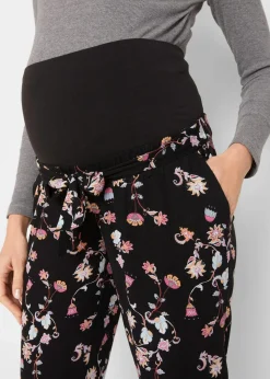 bonprix Umstandsmode^Leichte Umstandshose aus Viskose, Loose Fit schwarz bedruckt