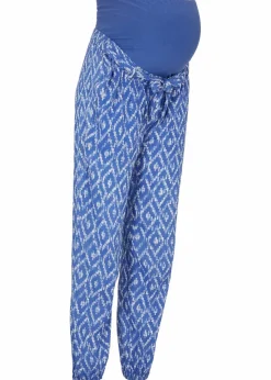 bonprix Bekleidung·Blazer|Umstandsmode^Leichte Umstandshose aus Viskose, Loose Fit edelsteinblau/weiss graphisch