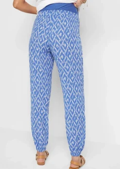 bonprix Bekleidung·Blazer|Umstandsmode^Leichte Umstandshose aus Viskose, Loose Fit edelsteinblau/weiss graphisch