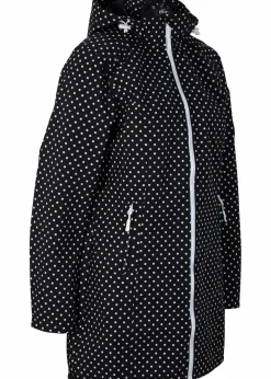 bonprix Jacken & Mäntel^Leichte, wasserabweisende Softshell-Langjacke schwarz gepunktet
