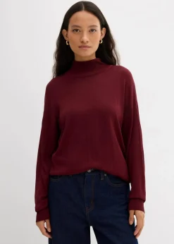bonprix Bekleidung·Umstandsmode|Bekleidung·Jeans^Leichter Feinstrickpullover mit breitem Turtleneck aus Viskose-Mix ahornrot