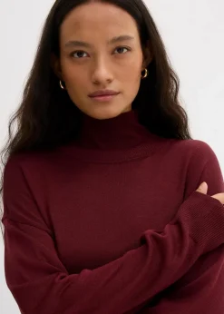 bonprix Bekleidung·Umstandsmode|Bekleidung·Jeans^Leichter Feinstrickpullover mit breitem Turtleneck aus Viskose-Mix ahornrot