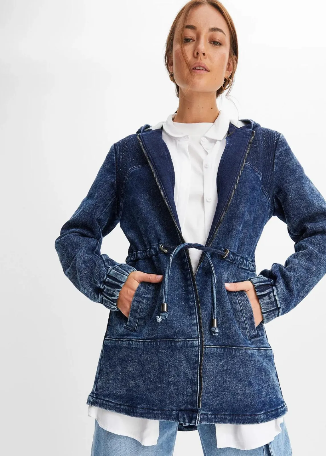 bonprix Jacken & Mäntel^leichter Jeansparka dunkelblau denim washed