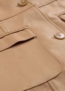 bonprix Bekleidung·Hosen|Jacken & Mäntel^Leichter Lederimitat-Mantel mit Revers, tailliert cognac