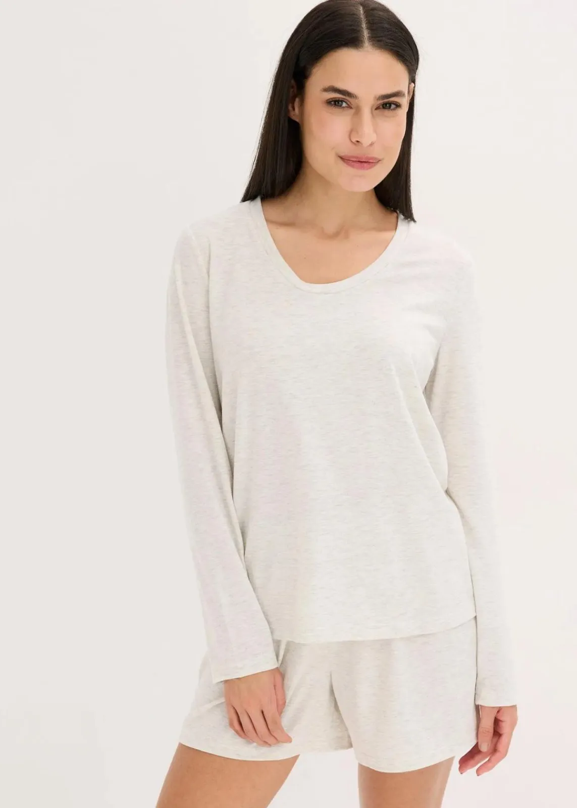 bonprix Wäsche·Homewear|Wäsche·Nachtwäsche^Leichter Loungewear Shorty aus weichem Material naturmeliert