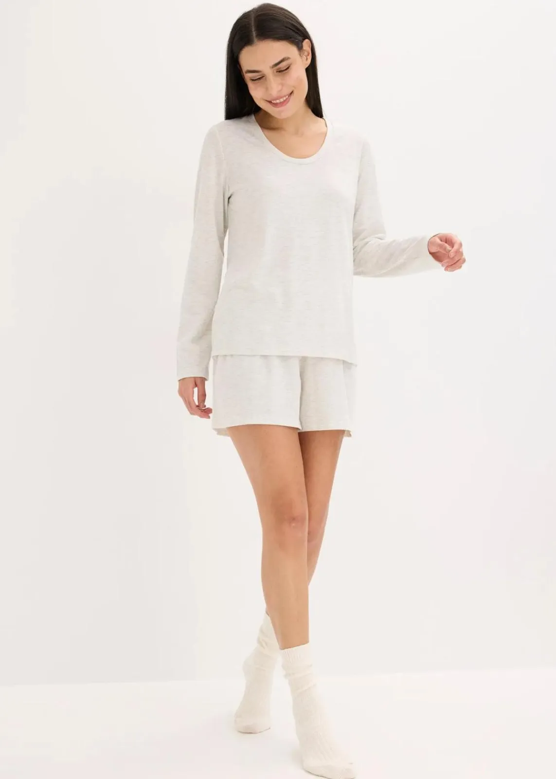 bonprix Wäsche·Homewear|Wäsche·Nachtwäsche^Leichter Loungewear Shorty aus weichem Material naturmeliert