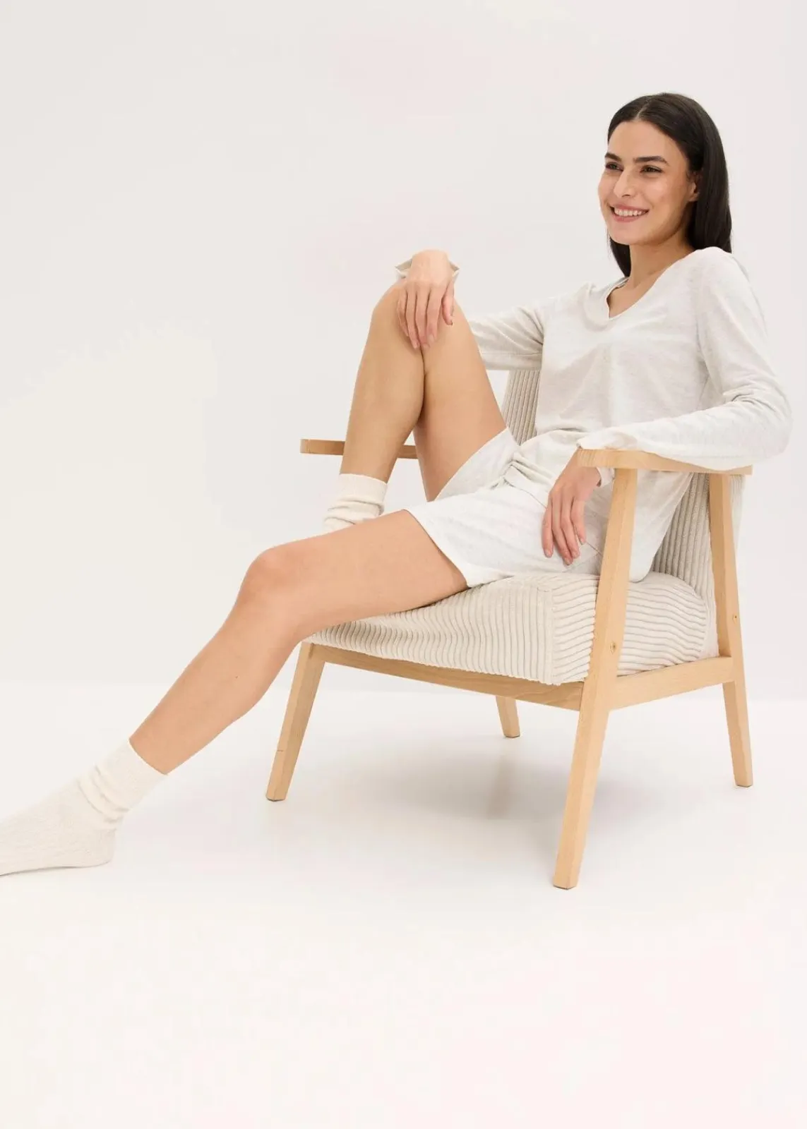 bonprix Wäsche·Homewear|Wäsche·Nachtwäsche^Leichter Loungewear Shorty aus weichem Material naturmeliert
