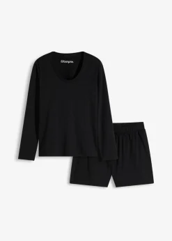 bonprix Homewear|Nachtwäsche^Leichter Loungewear Shorty aus weichem Material schwarz