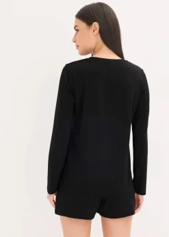 bonprix Homewear|Nachtwäsche^Leichter Loungewear Shorty aus weichem Material schwarz