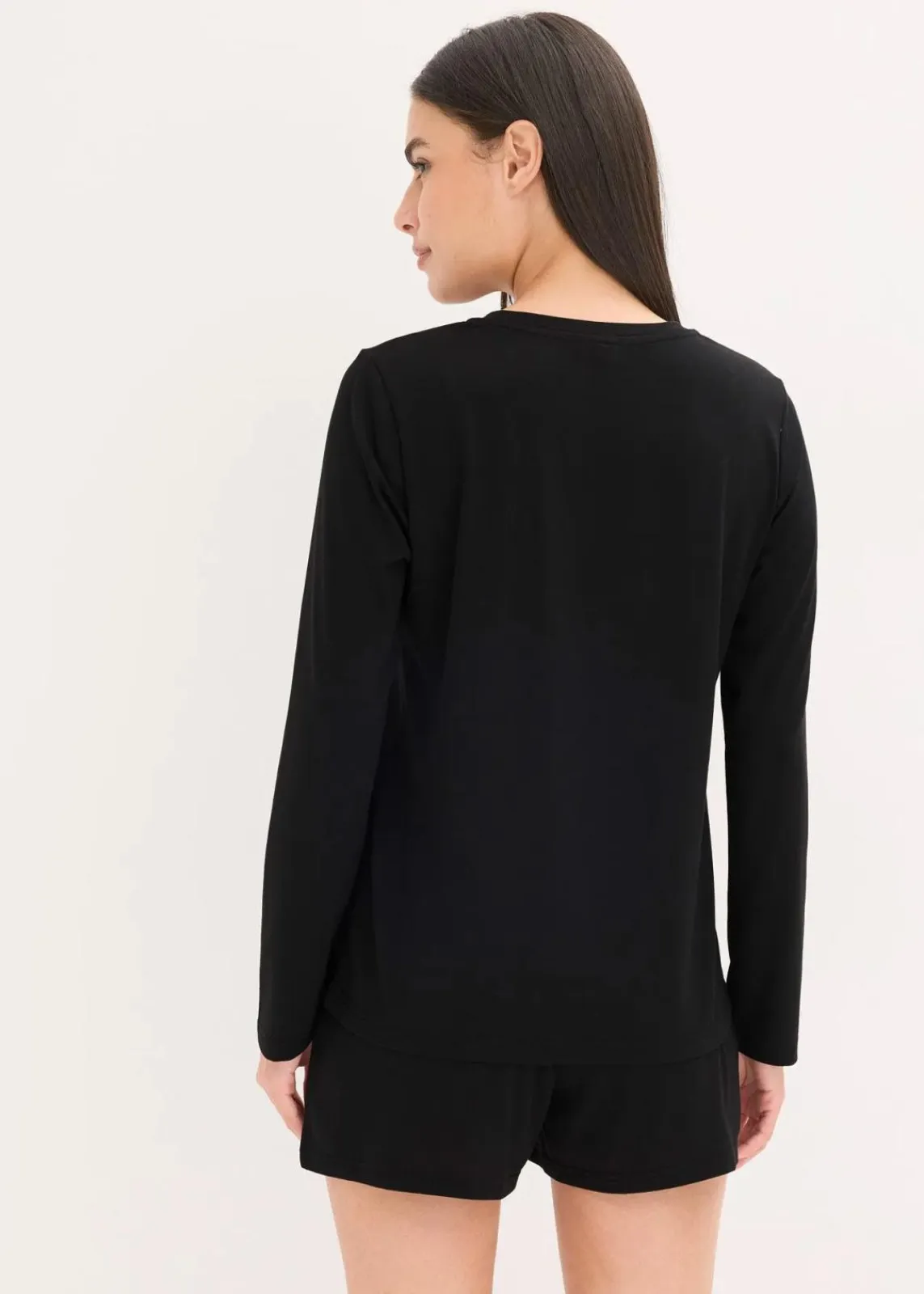 bonprix Homewear|Nachtwäsche^Leichter Loungewear Shorty aus weichem Material schwarz