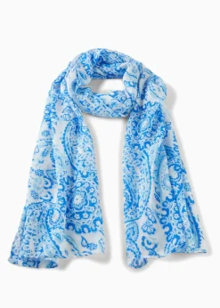 bonprix Schals & Tücher|Schuhe & Accessoires In Spezialgrößen·Tücher & Ponchos^Leichter Schal wollweiß/hellblau paisley