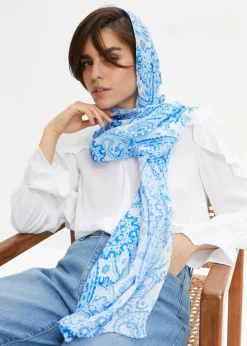 bonprix Schals & Tücher|Schuhe & Accessoires In Spezialgrößen·Tücher & Ponchos^Leichter Schal wollweiß/hellblau paisley