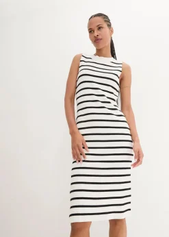 bonprix Bekleidung·Umstandsmode|Bekleidung·Pullover & Strickjacken^Leichtes Feinstrick-Kleid, gestreift wollweiß/schwarz gestreift