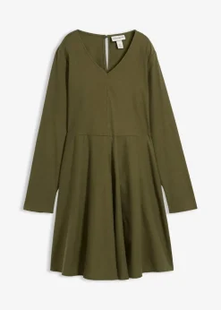 bonprix Bekleidung·Pullover & Strickjacken|Kleider^Leichtes Flanellkleid aus reiner Baumwolle dunkeloliv