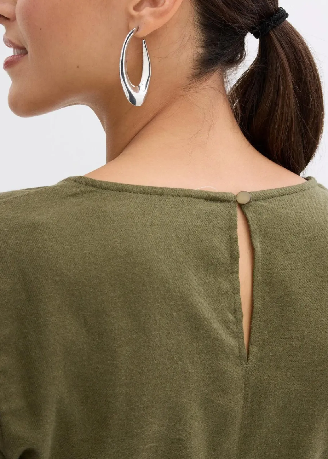 bonprix Bekleidung·Pullover & Strickjacken|Kleider^Leichtes Flanellkleid aus reiner Baumwolle dunkeloliv