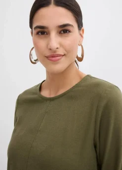 bonprix Bekleidung·Pullover & Strickjacken|Kleider^Leichtes Flanellkleid aus reiner Baumwolle dunkeloliv