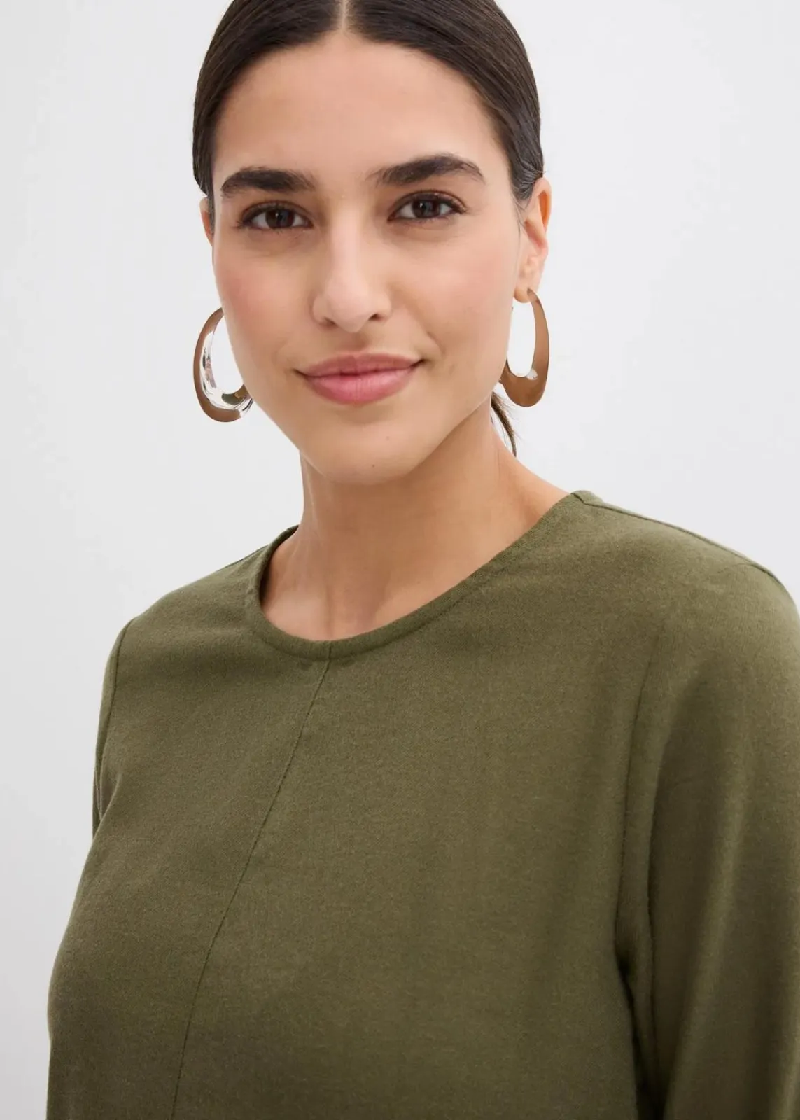 bonprix Bekleidung·Pullover & Strickjacken|Kleider^Leichtes Flanellkleid aus reiner Baumwolle dunkeloliv