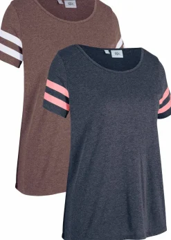 bonprix Sportbekleidung|Shirts & Tops^Leichtes Sport-Shirt (2er Pack) anthrazit meliert+dunkellila meliert