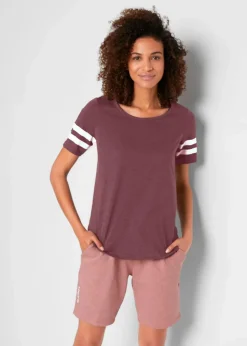 bonprix Sportbekleidung|Shirts & Tops^Leichtes Sport-Shirt (2er Pack) anthrazit meliert+dunkellila meliert
