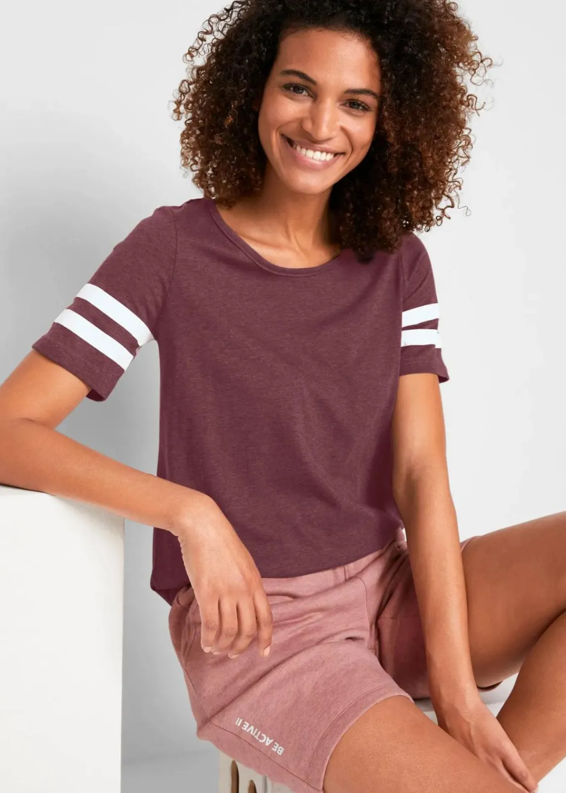 bonprix Sportbekleidung|Shirts & Tops^Leichtes Sport-Shirt (2er Pack) anthrazit meliert+dunkellila meliert