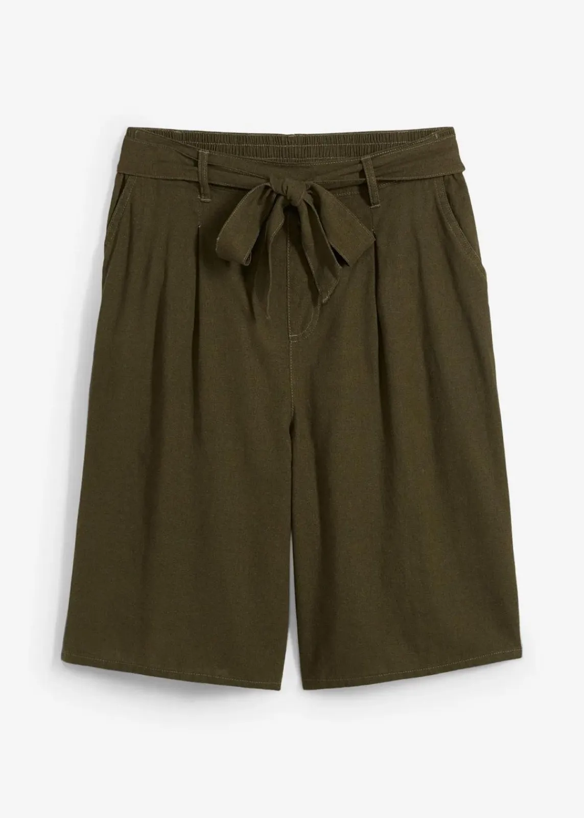 bonprix Bekleidung·Outdoorbekleidung|Bekleidung·Kleider^Leinen-Bermuda tiefoliv