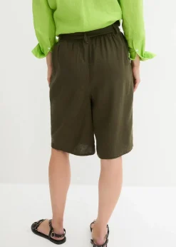 bonprix Bekleidung·Outdoorbekleidung|Bekleidung·Kleider^Leinen-Bermuda tiefoliv