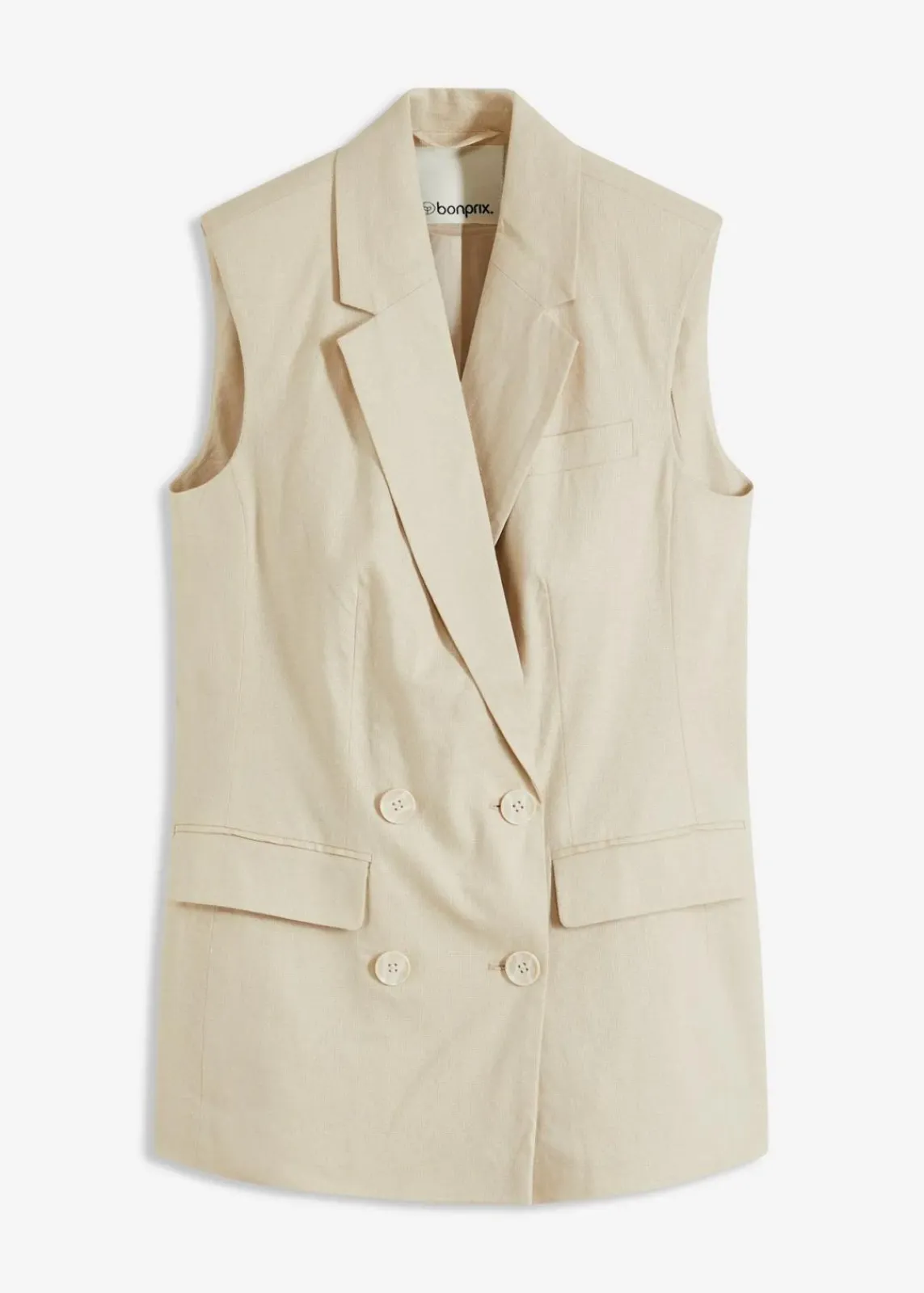 bonprix Blazer|Bekleidung·Basics^Leinen-Blazer ohne Arm hellsand