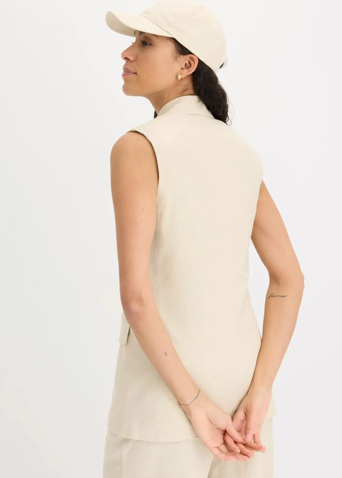 bonprix Blazer|Bekleidung·Basics^Leinen-Blazer ohne Arm hellsand